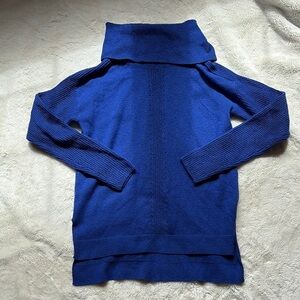 Reitmans Blue Knit Tunic Sweater | Cowl Neck Long Sleeve Cotton Blend Top